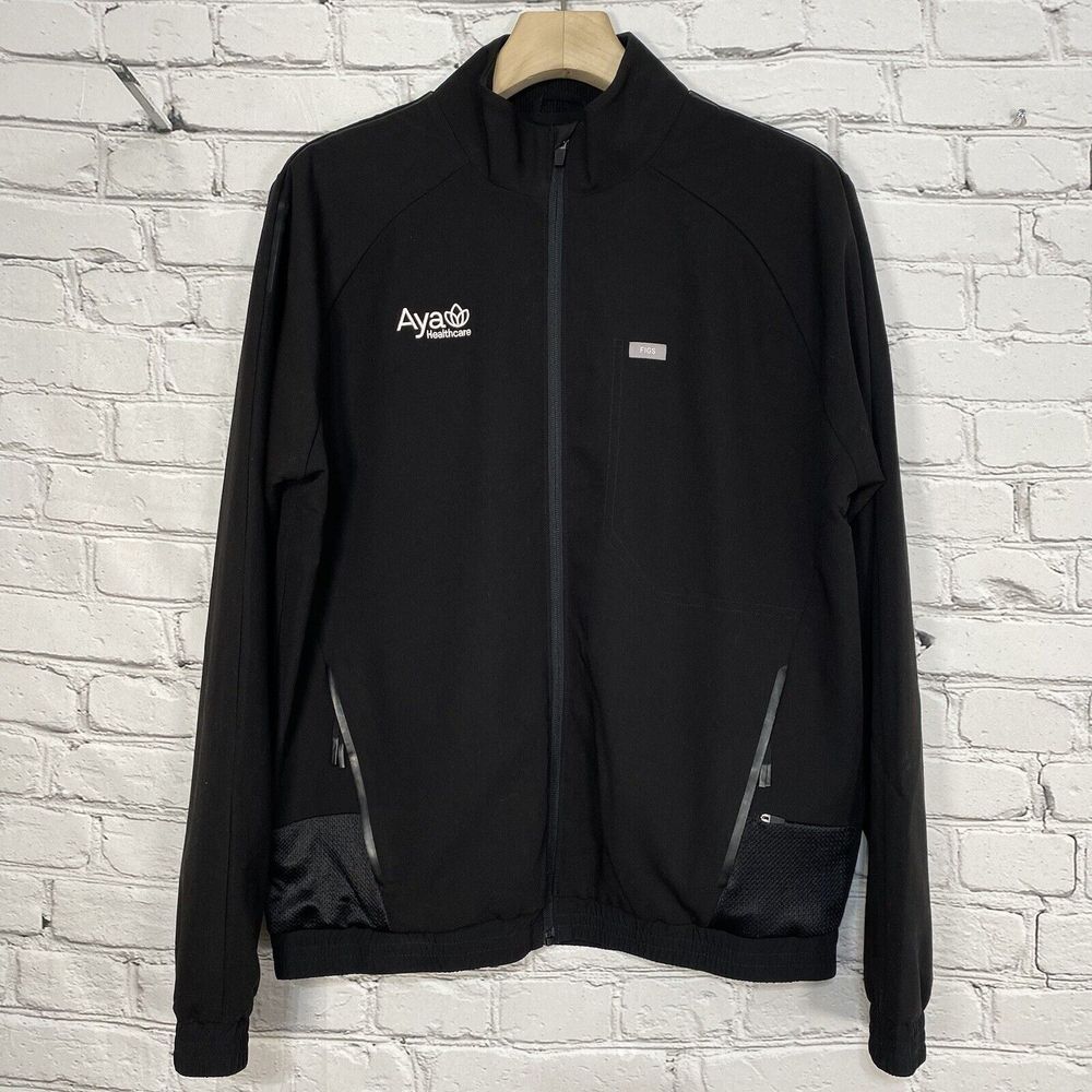 Figs Cobaki Scrub Jacket Men's Size M Black Performance Technical Collection Aya